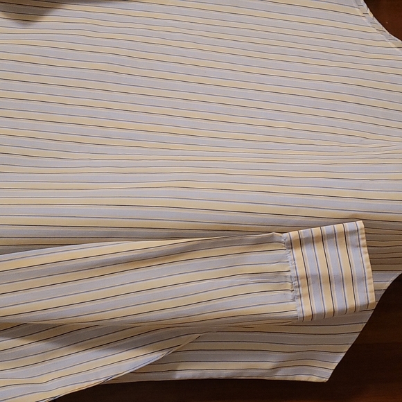 Eli Cattleman 2XL tall men's western stripe shirt; blue, yellow and white - Picture 6 of 11